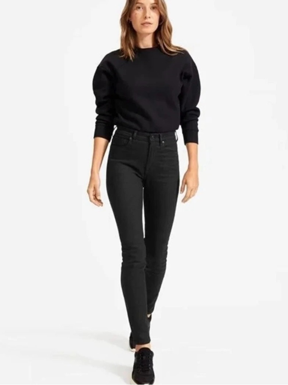 EVERLANE (30) The Authentic Stretch High-Rise Skinny Ankle Jean Black Premium